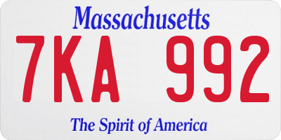 MA license plate 7KA992