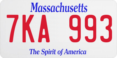 MA license plate 7KA993