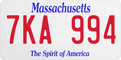 MA license plate 7KA994