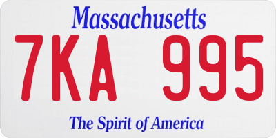 MA license plate 7KA995