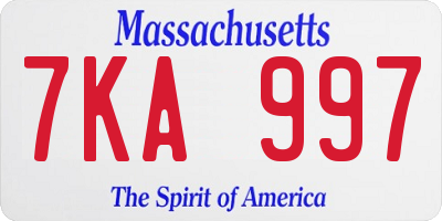 MA license plate 7KA997