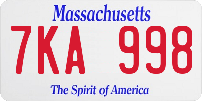 MA license plate 7KA998