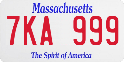 MA license plate 7KA999