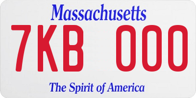 MA license plate 7KB000