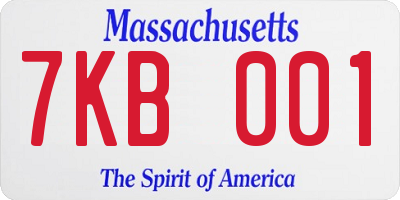 MA license plate 7KB001