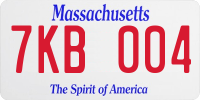 MA license plate 7KB004