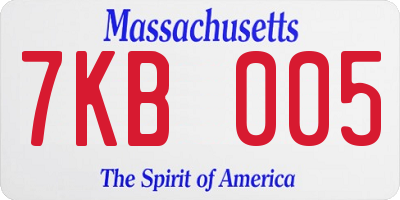 MA license plate 7KB005