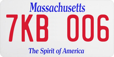 MA license plate 7KB006