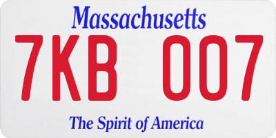 MA license plate 7KB007