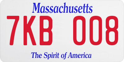 MA license plate 7KB008