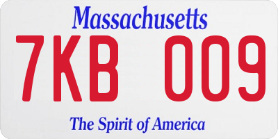 MA license plate 7KB009