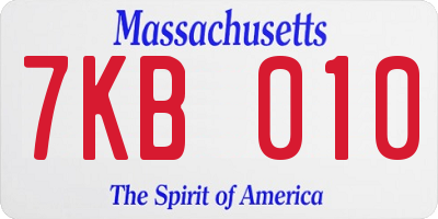 MA license plate 7KB010