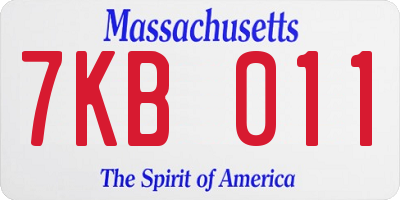 MA license plate 7KB011