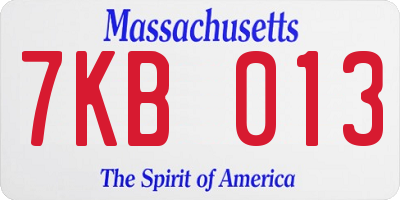 MA license plate 7KB013