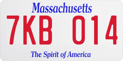 MA license plate 7KB014
