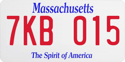 MA license plate 7KB015