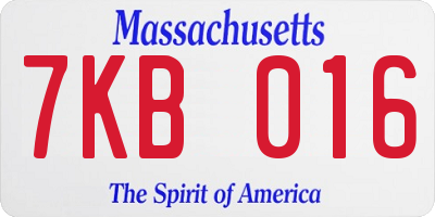 MA license plate 7KB016