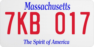 MA license plate 7KB017