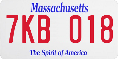 MA license plate 7KB018