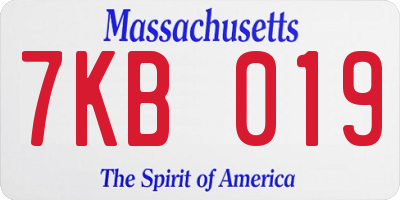 MA license plate 7KB019