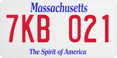 MA license plate 7KB021