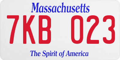MA license plate 7KB023