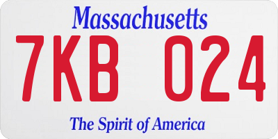 MA license plate 7KB024