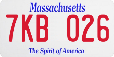 MA license plate 7KB026