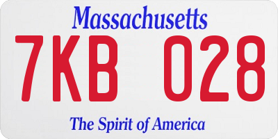 MA license plate 7KB028