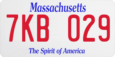 MA license plate 7KB029
