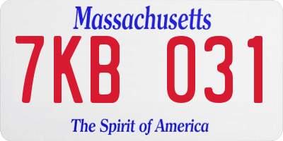MA license plate 7KB031