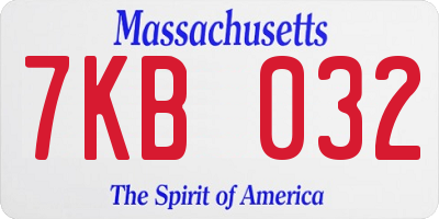 MA license plate 7KB032