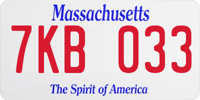 MA license plate 7KB033