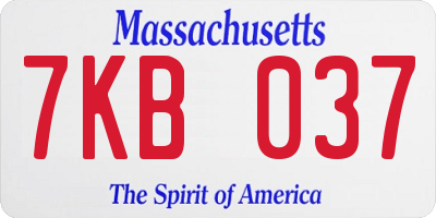 MA license plate 7KB037