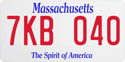 MA license plate 7KB040