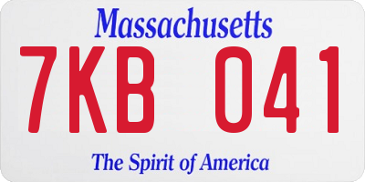 MA license plate 7KB041
