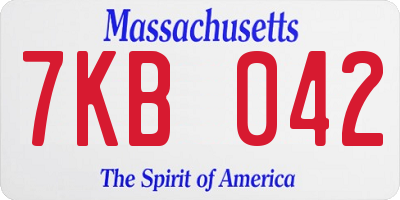 MA license plate 7KB042