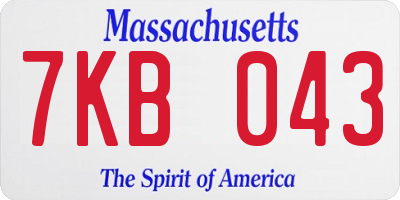 MA license plate 7KB043