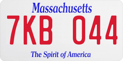 MA license plate 7KB044