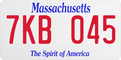 MA license plate 7KB045