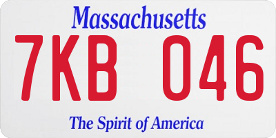 MA license plate 7KB046