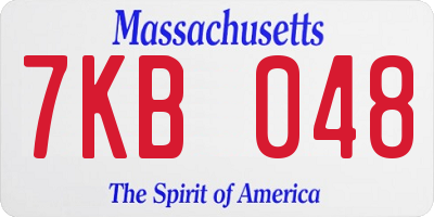 MA license plate 7KB048