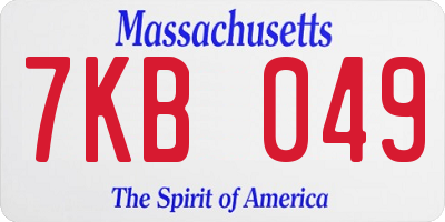 MA license plate 7KB049