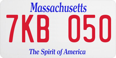 MA license plate 7KB050