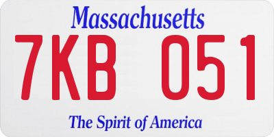 MA license plate 7KB051