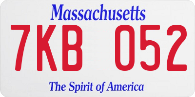 MA license plate 7KB052