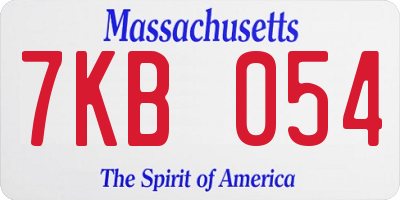 MA license plate 7KB054