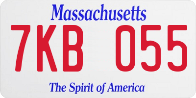 MA license plate 7KB055