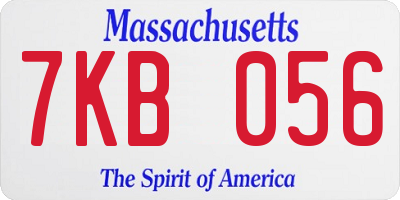 MA license plate 7KB056