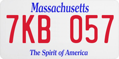 MA license plate 7KB057
